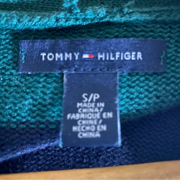 Tommy Hilfiger Sweater Mens Small Green & Blue Striped Cardigan Button Up Preppy - Picture 3 of 8